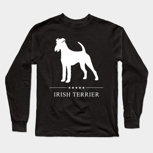 Irish Terrier Dog White Silhouette Long Sleeve T-Shirt by millersye